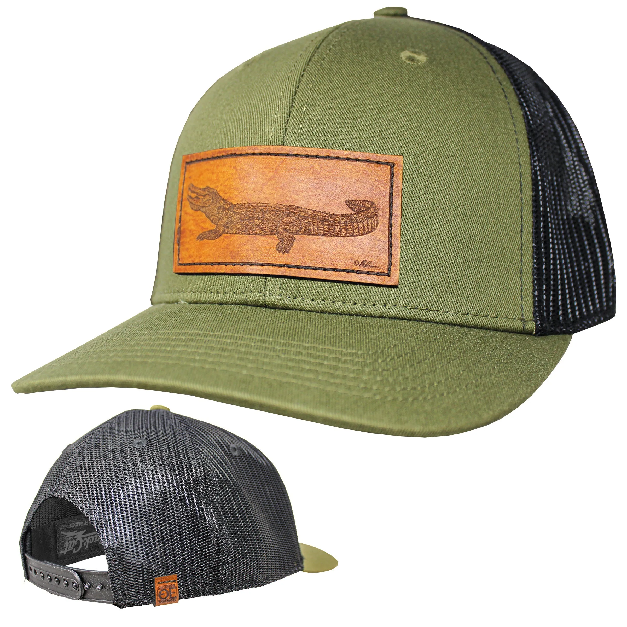 OE - Performance Trucker Hat - Gator Leather Patch