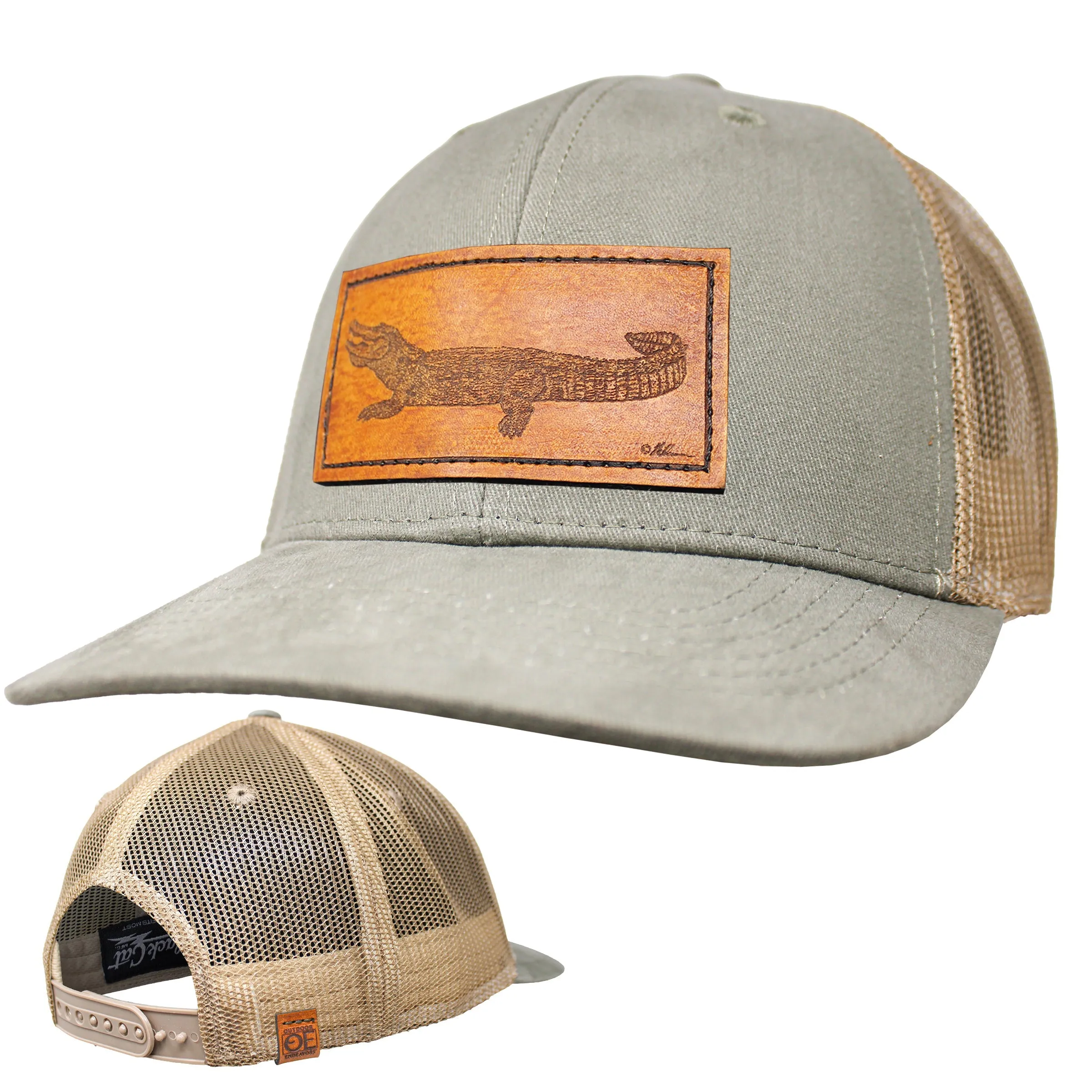 OE - Performance Trucker Hat - Gator Leather Patch