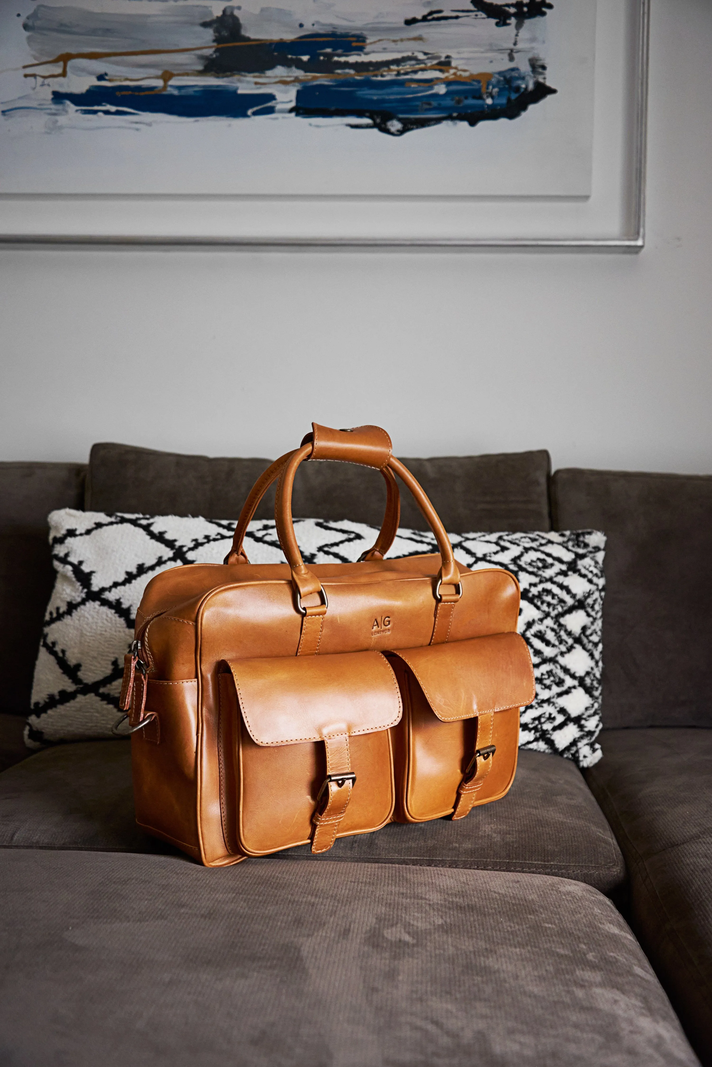 Overnighter Briefcase in Cognac Leather