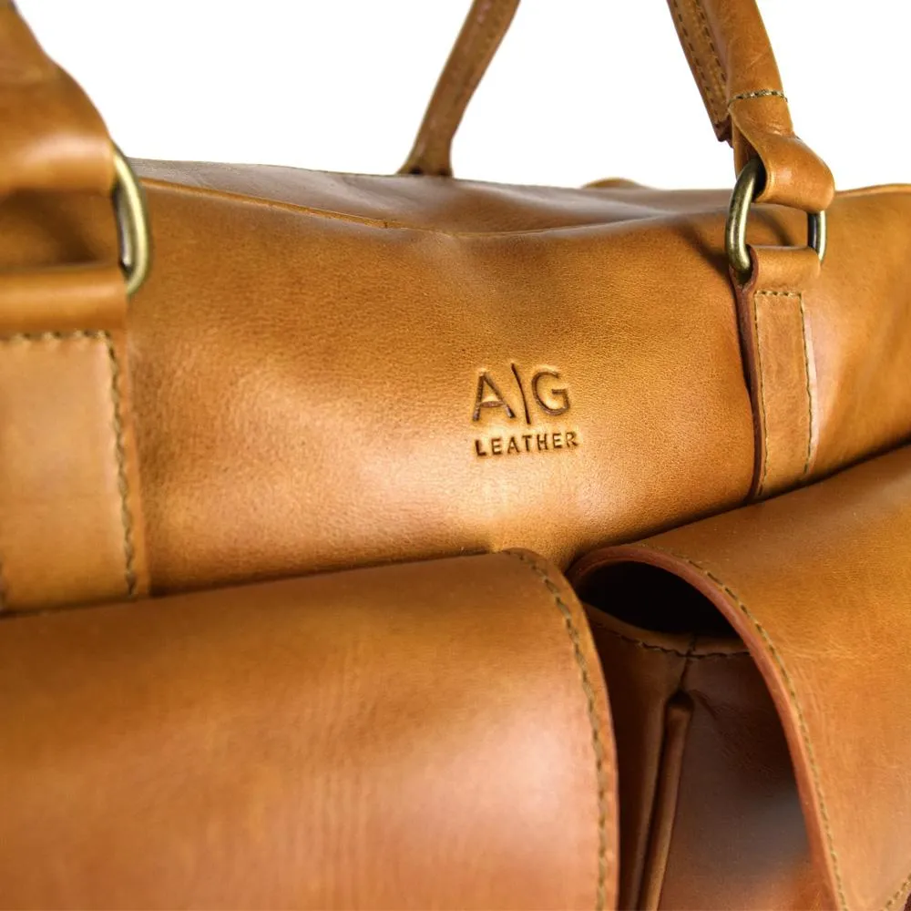 Overnighter Briefcase in Cognac Leather