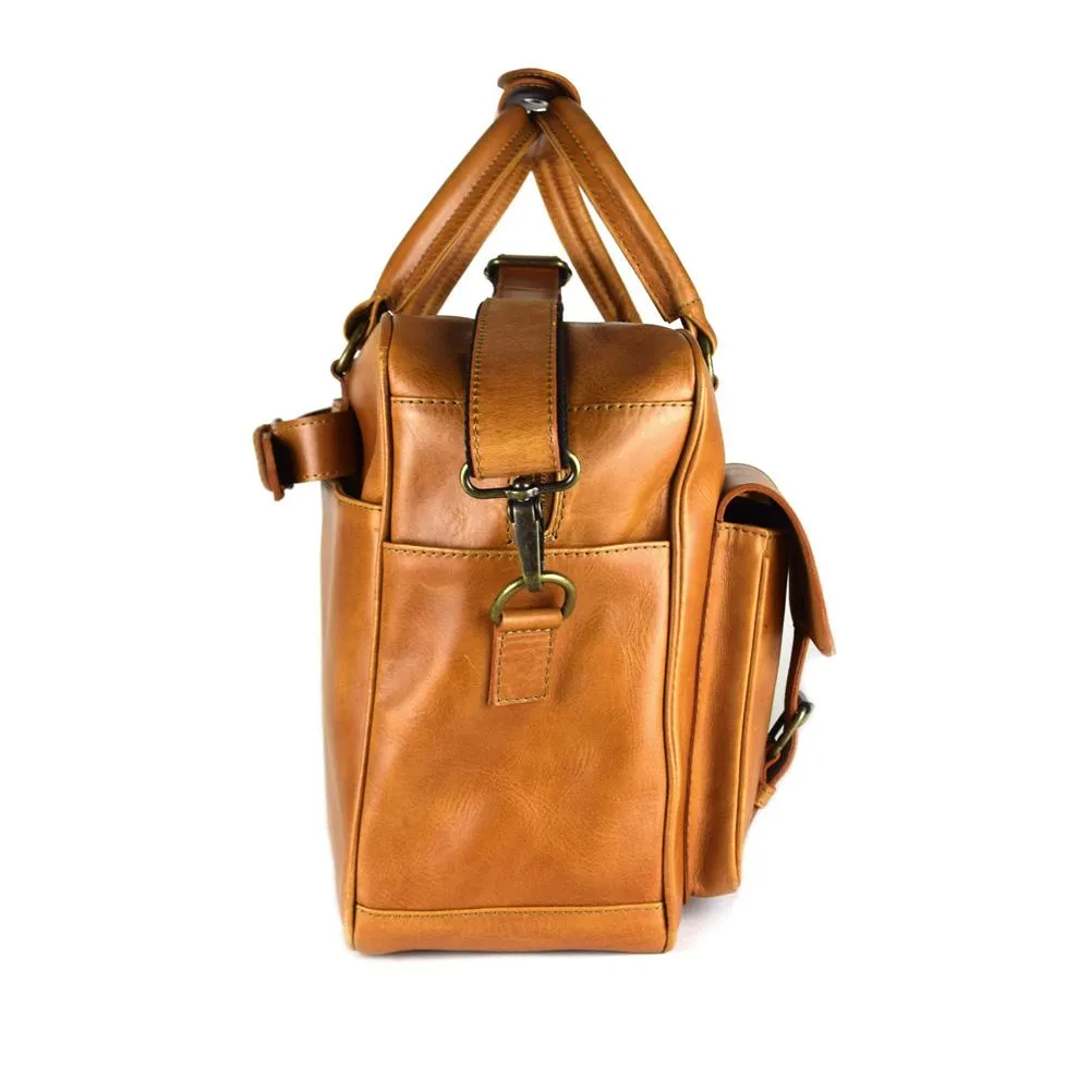 Overnighter Briefcase in Cognac Leather