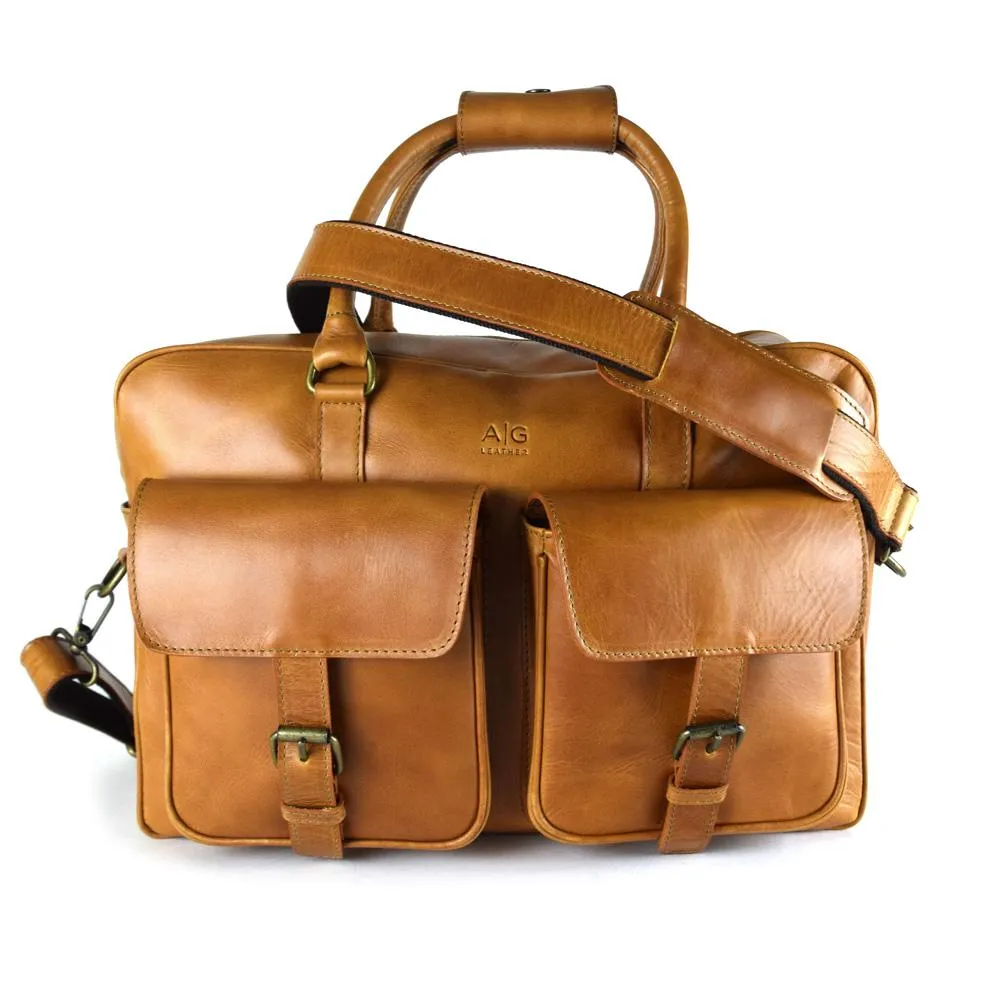 Overnighter Briefcase in Cognac Leather