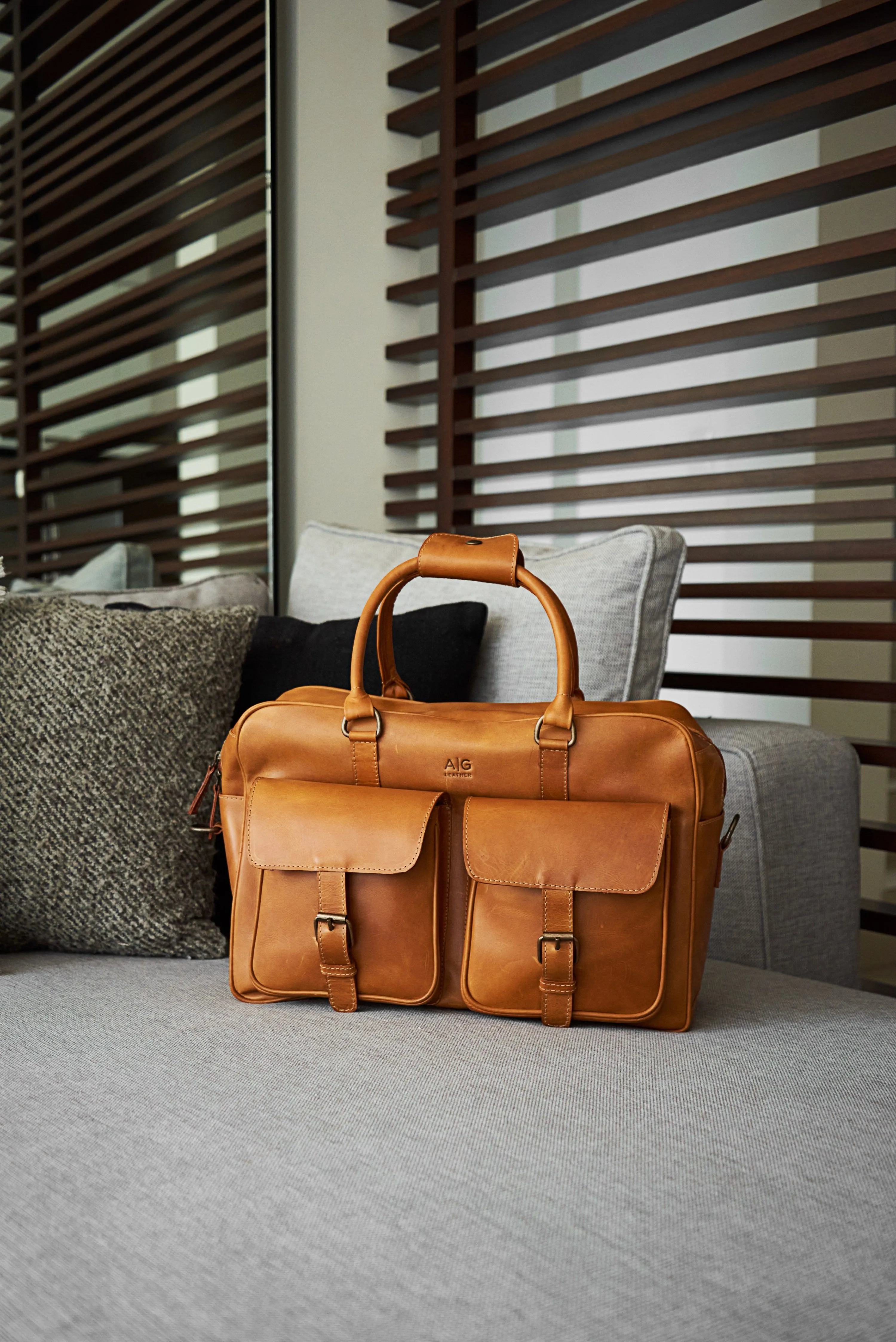 Overnighter Briefcase in Cognac Leather