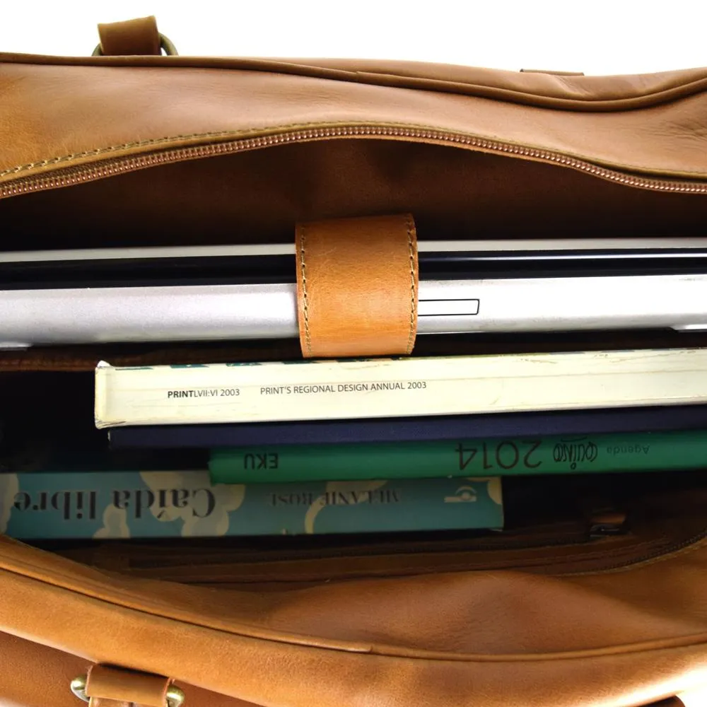 Overnighter Briefcase in Cognac Leather