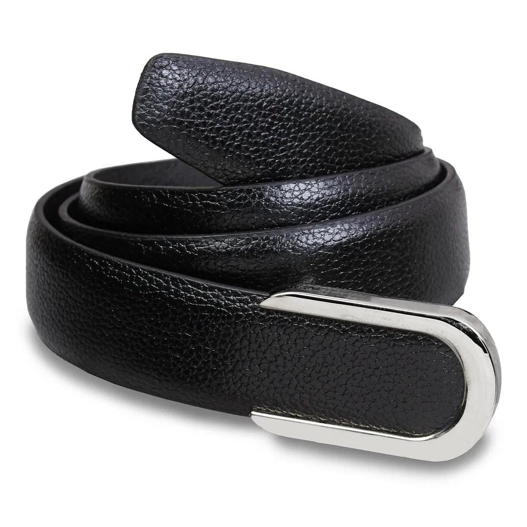 Peluche Essence Black Pebbled  Profile Leather Belt For Men