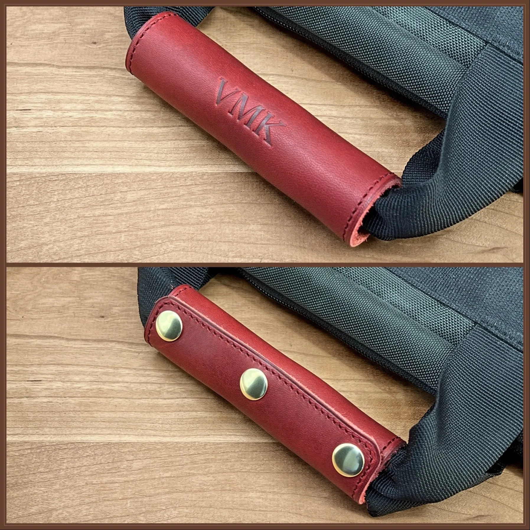 Personalized Luggage Handle Cover in Horween Leather | Handmade to Order