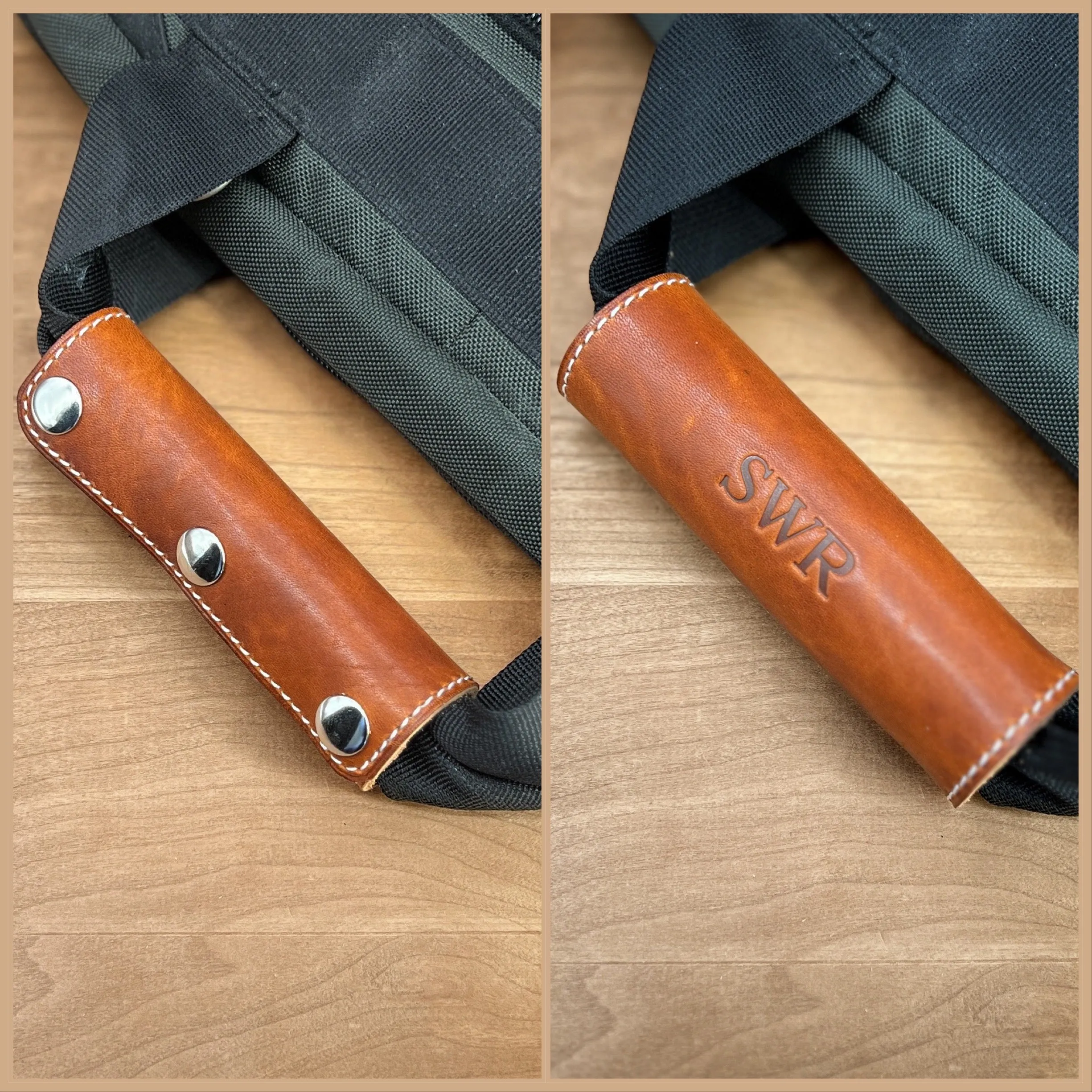 Personalized Luggage Handle Cover in Horween Leather | Handmade to Order