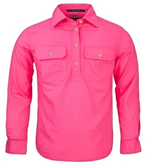 Pilbara Closed Front L/S Shirt - Hot Pink