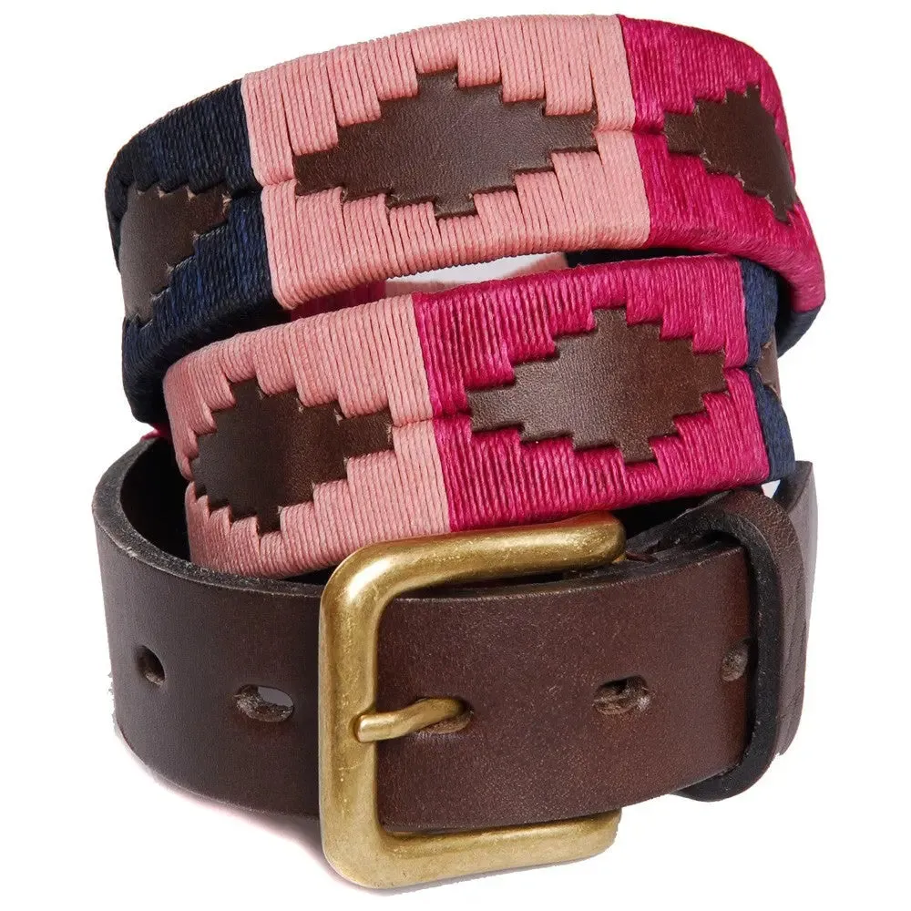 PIONEROS Polo Belt - Wide Argentinian - 155 Berry/Navy/Pink