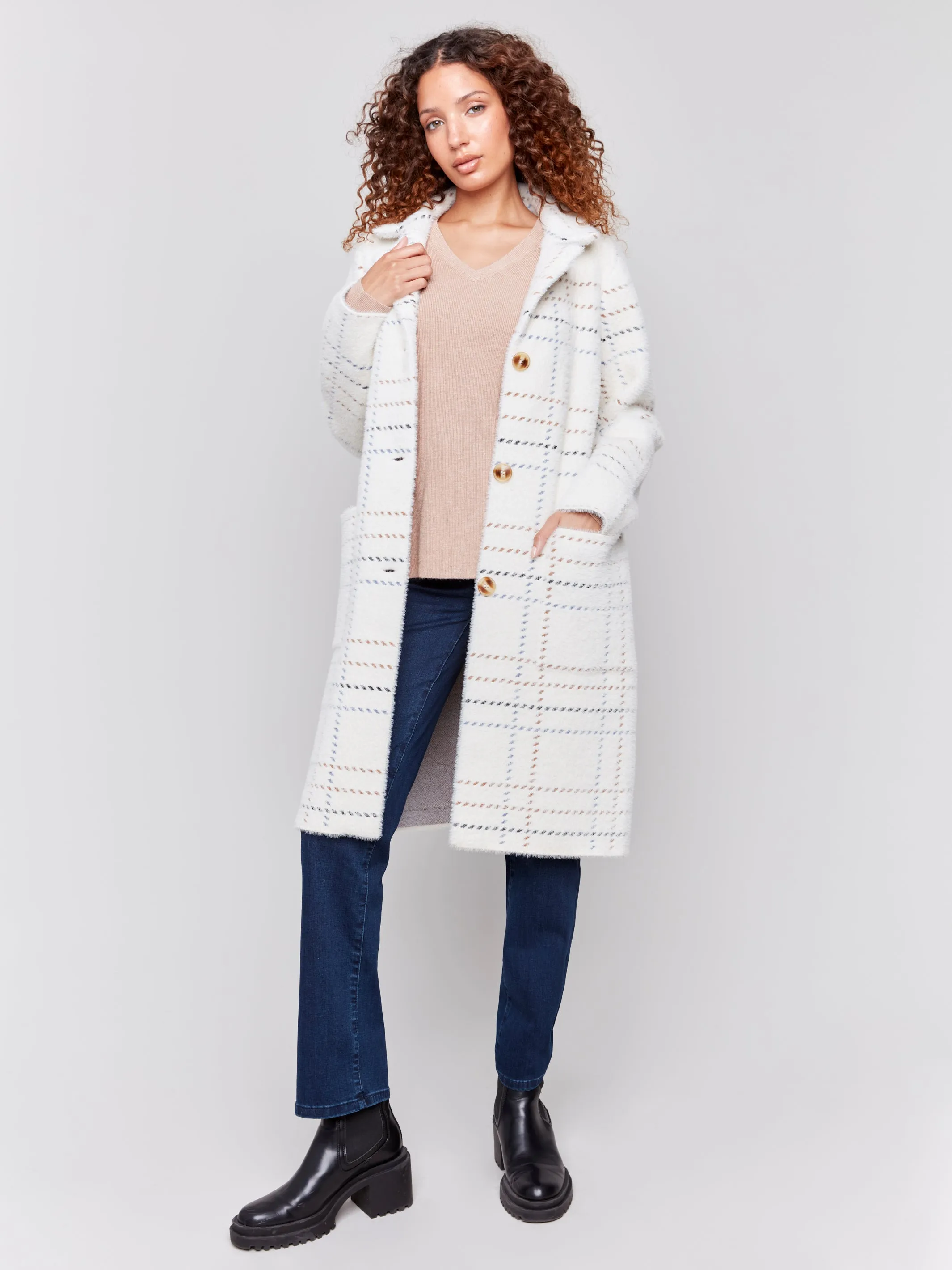 Plaid Knit Coatigan