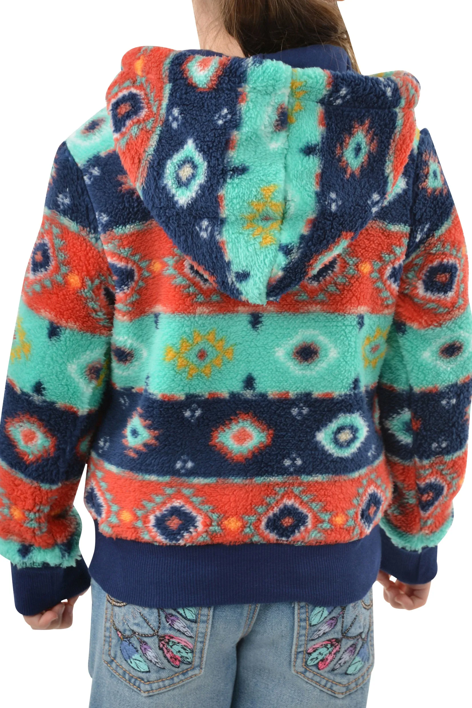 Pure Western Girls Cailin Zip Up Hoodie - Navy/Multi - P3W5551717- On Sale