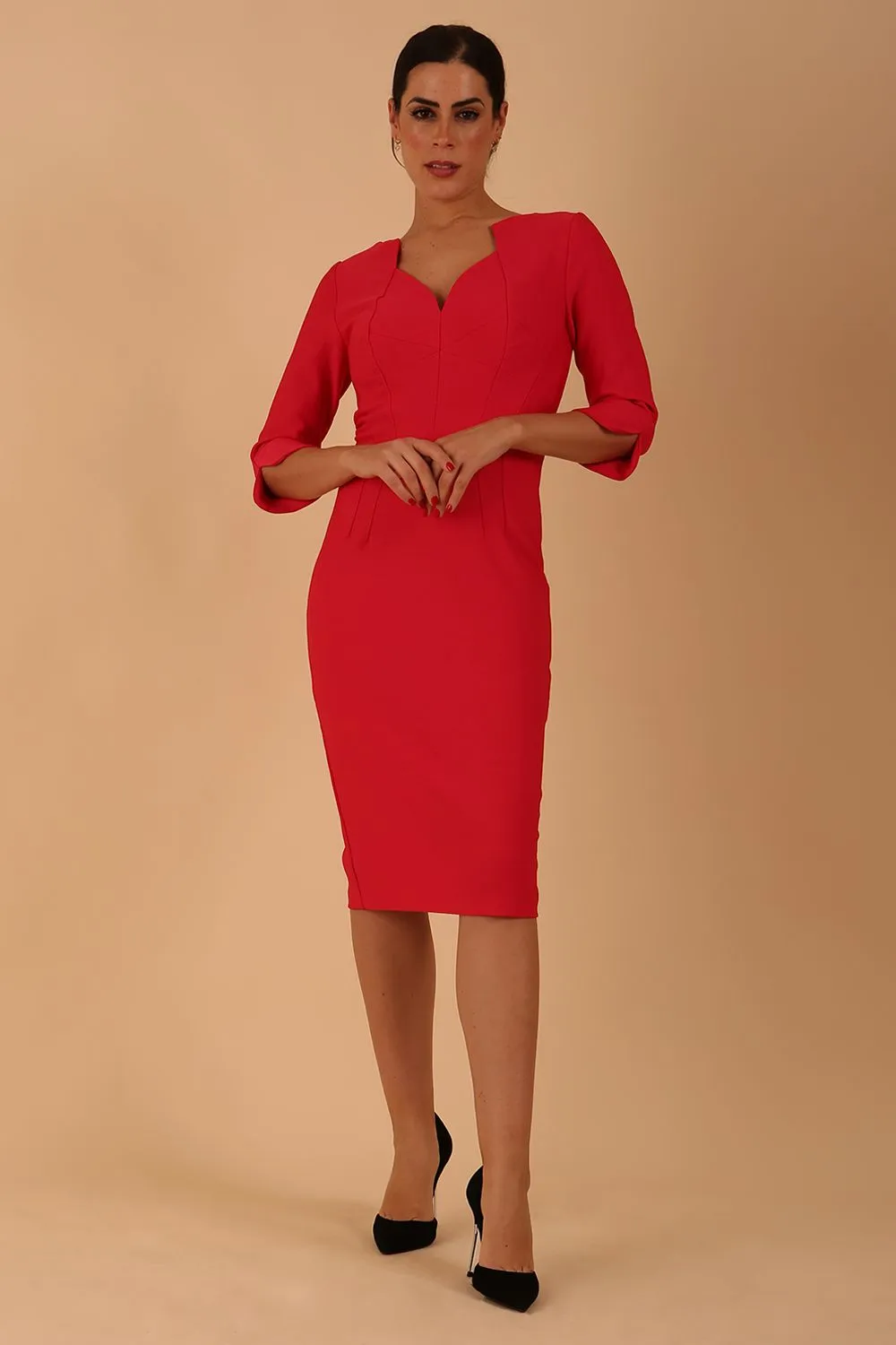 Seed Zara structured sweetheart neckline pencil  Dress