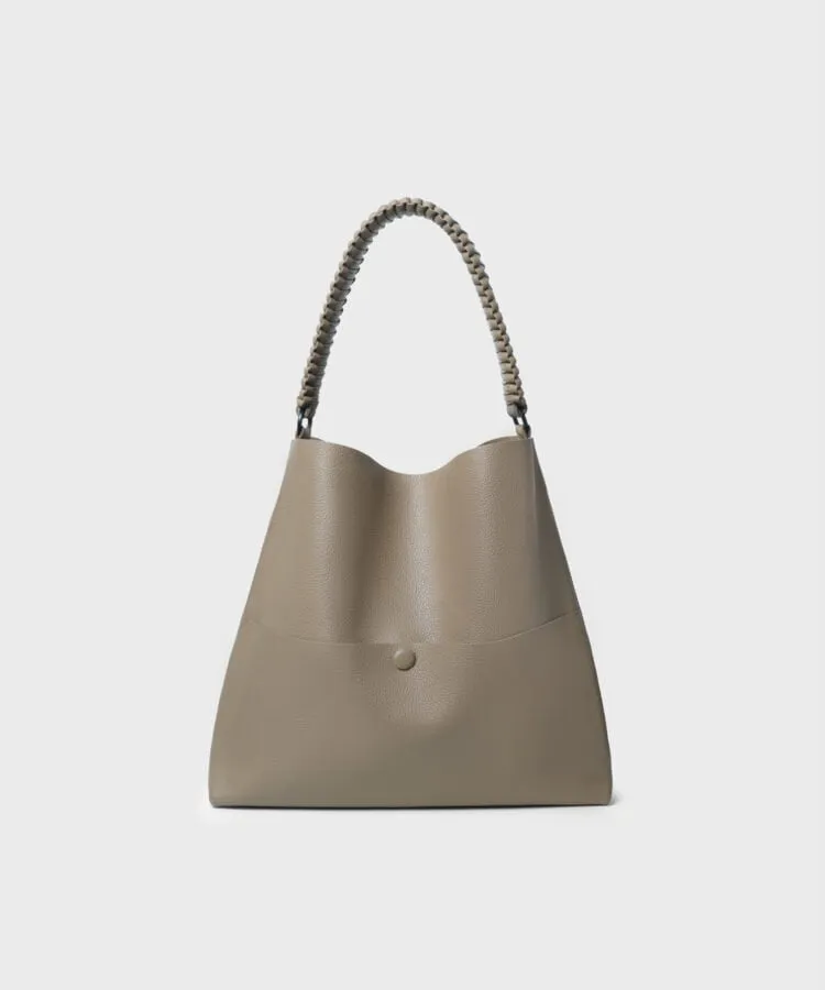 Slim M Tote Grained Leather Taupe