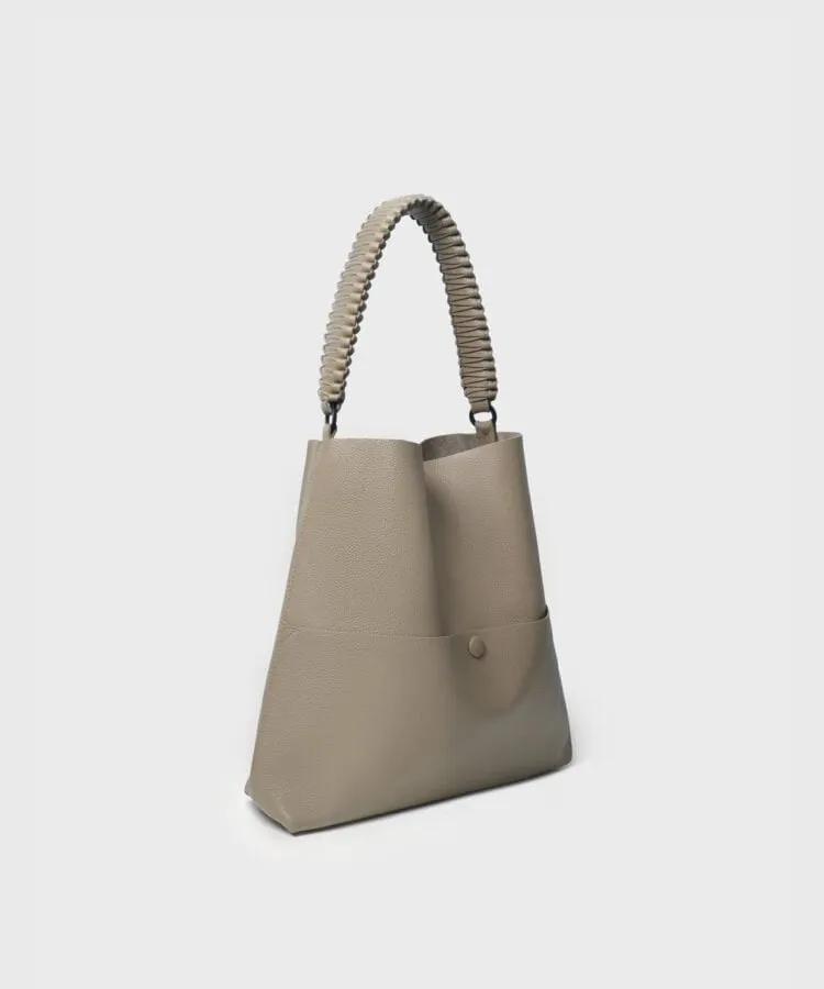 Slim M Tote Grained Leather Taupe