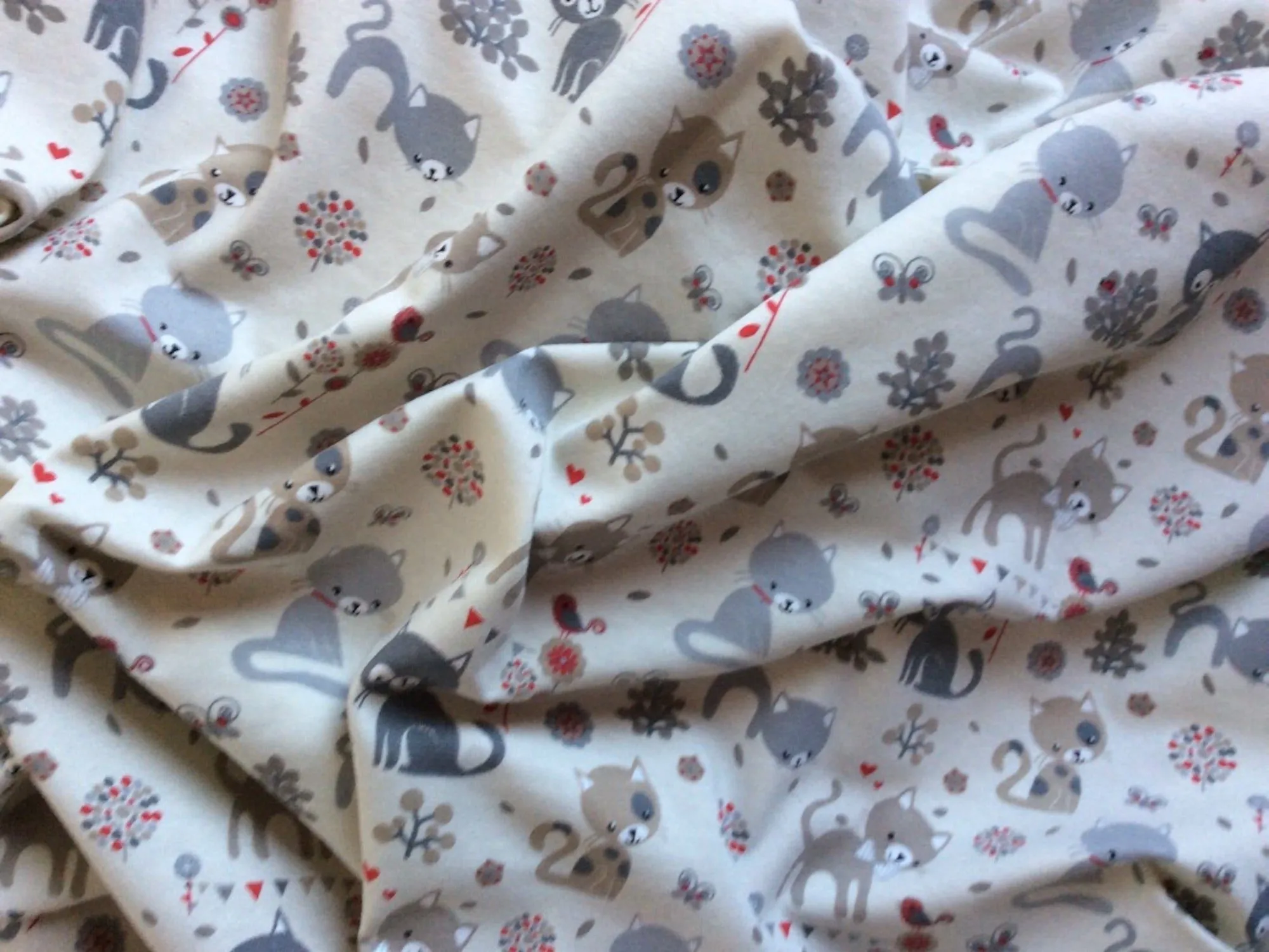 SMALL CATS Patterned  Stretch Jersey - Soft Jersey Fabric - 155 cm - 290gsm