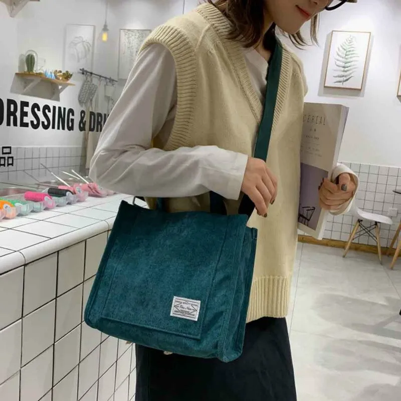 Small Square Corduroy Single Shoulder Messenger Bag For Women