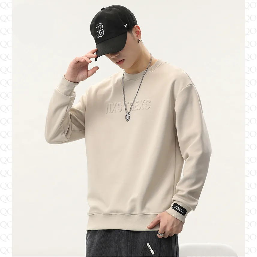 Solid Color Loose Fit Drop Shoulder Crew Neck Sweatshirt