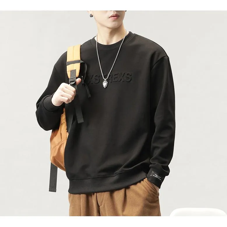 Solid Color Loose Fit Drop Shoulder Crew Neck Sweatshirt