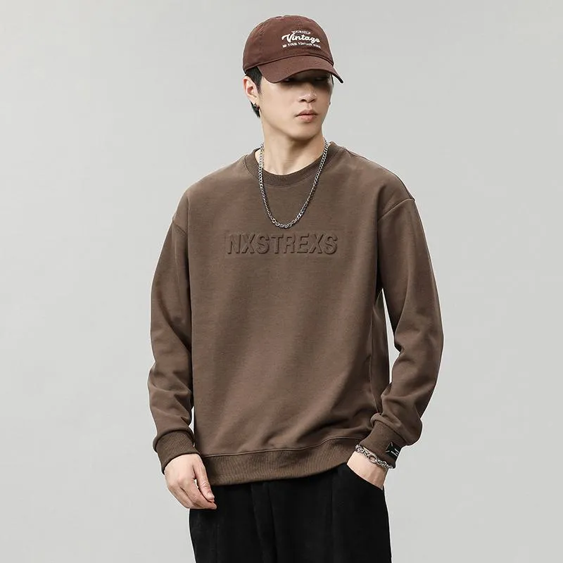 Solid Color Loose Fit Drop Shoulder Crew Neck Sweatshirt