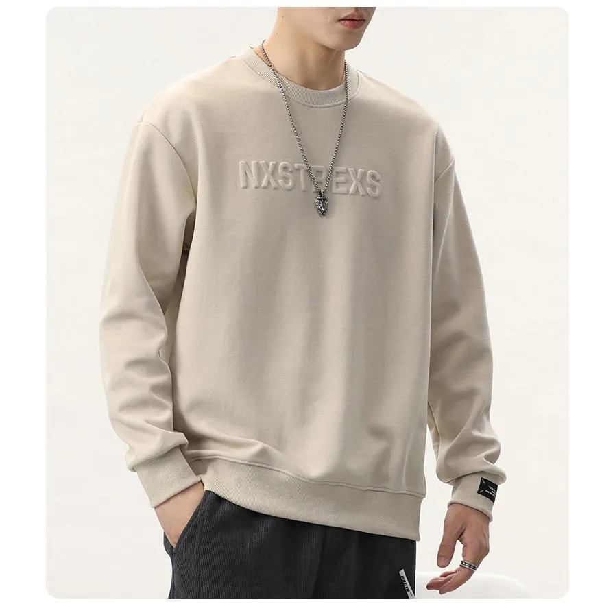 Solid Color Loose Fit Drop Shoulder Crew Neck Sweatshirt