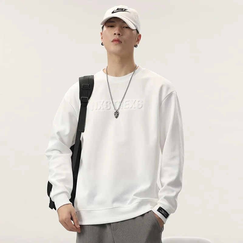 Solid Color Loose Fit Drop Shoulder Crew Neck Sweatshirt