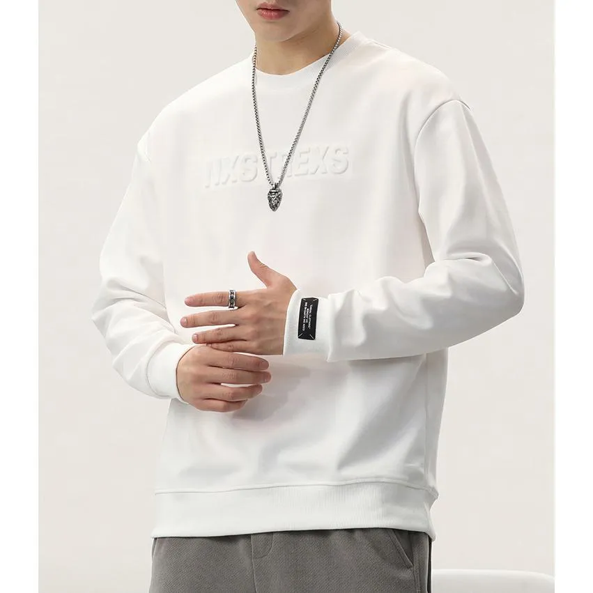 Solid Color Loose Fit Drop Shoulder Crew Neck Sweatshirt