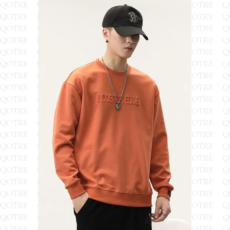 Solid Color Loose Fit Drop Shoulder Crew Neck Sweatshirt