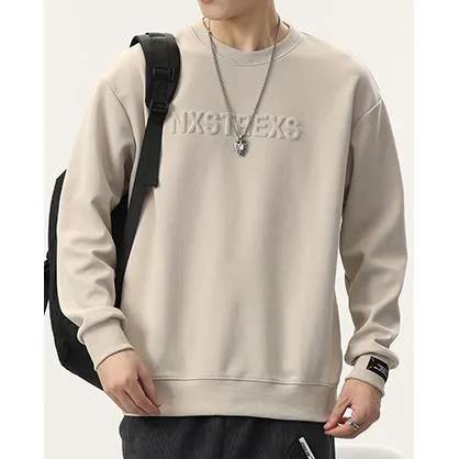 Solid Color Loose Fit Drop Shoulder Crew Neck Sweatshirt