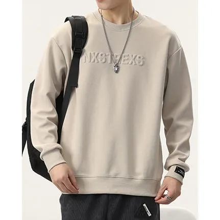 Solid Color Loose Fit Drop Shoulder Crew Neck Sweatshirt