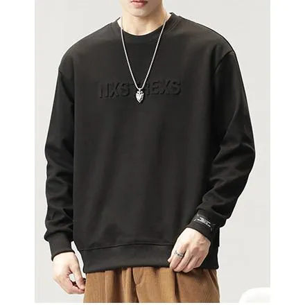 Solid Color Loose Fit Drop Shoulder Crew Neck Sweatshirt