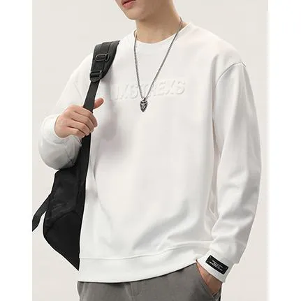 Solid Color Loose Fit Drop Shoulder Crew Neck Sweatshirt