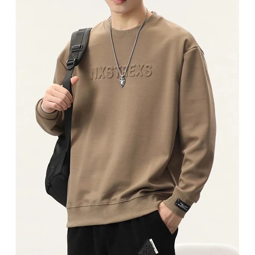 Solid Color Loose Fit Drop Shoulder Crew Neck Sweatshirt