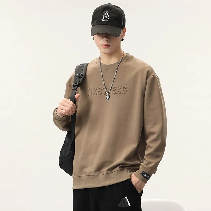 Solid Color Loose Fit Drop Shoulder Crew Neck Sweatshirt