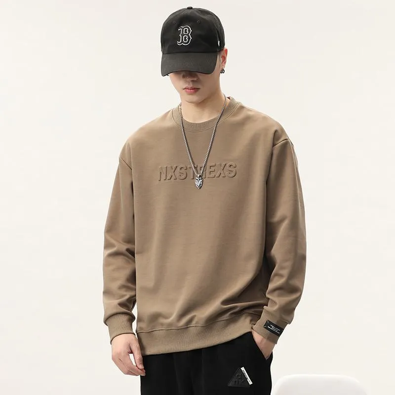 Solid Color Loose Fit Drop Shoulder Crew Neck Sweatshirt