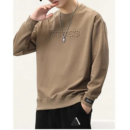 Solid Color Loose Fit Drop Shoulder Crew Neck Sweatshirt