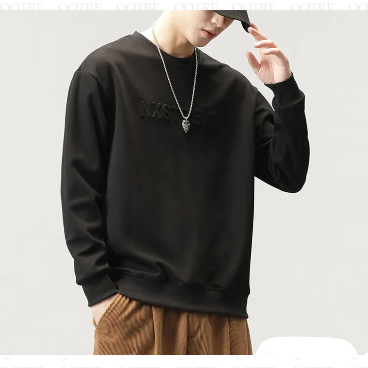 Solid Color Loose Fit Drop Shoulder Crew Neck Sweatshirt