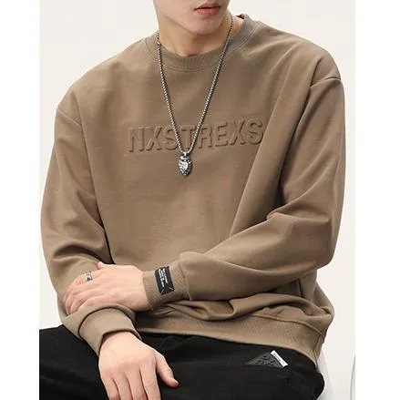 Solid Color Loose Fit Drop Shoulder Crew Neck Sweatshirt