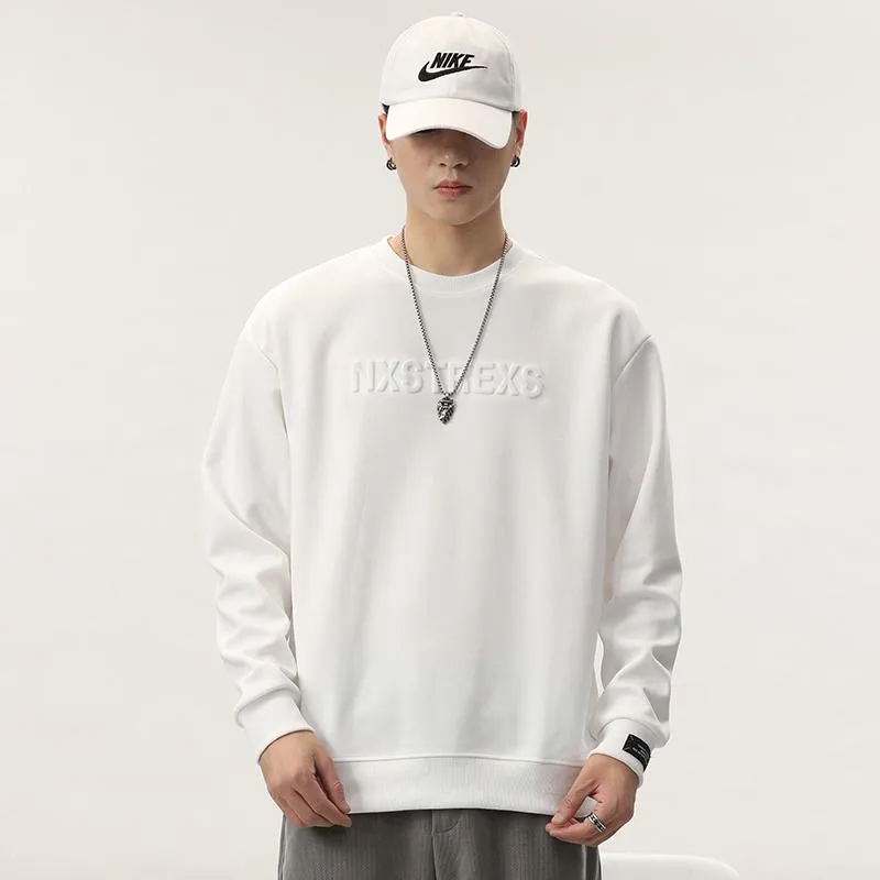 Solid Color Loose Fit Drop Shoulder Crew Neck Sweatshirt