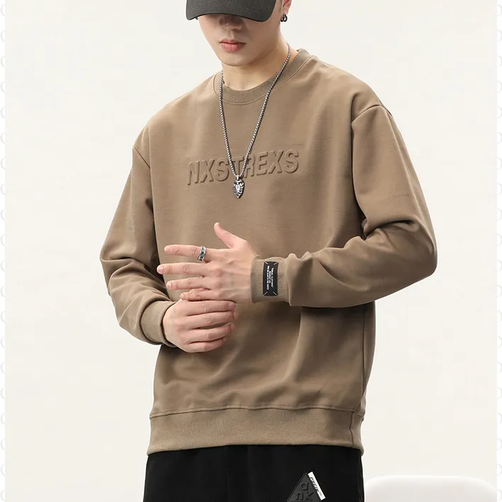 Solid Color Loose Fit Drop Shoulder Crew Neck Sweatshirt