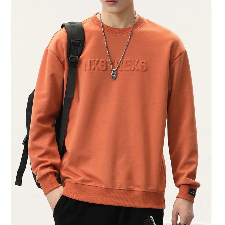 Solid Color Loose Fit Drop Shoulder Crew Neck Sweatshirt