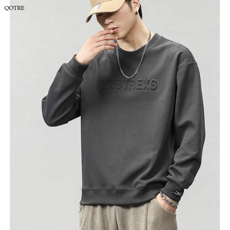 Solid Color Loose Fit Drop Shoulder Crew Neck Sweatshirt