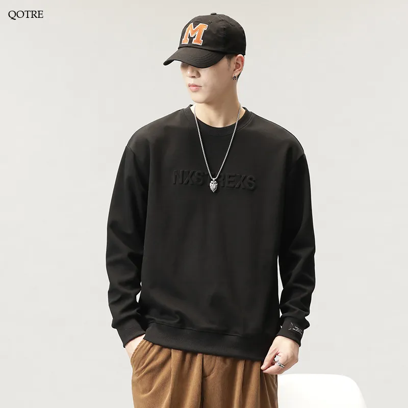 Solid Color Loose Fit Drop Shoulder Crew Neck Sweatshirt