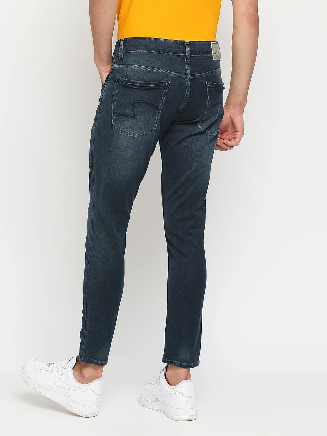 Spykar Grey Cotton Slim Fit Tapered Length Jeans For Men (Kano)