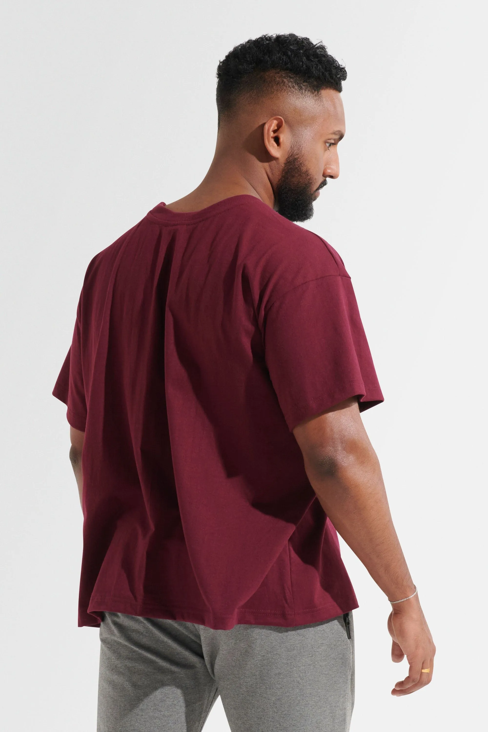 Statement Oversized Tee - Burgundy