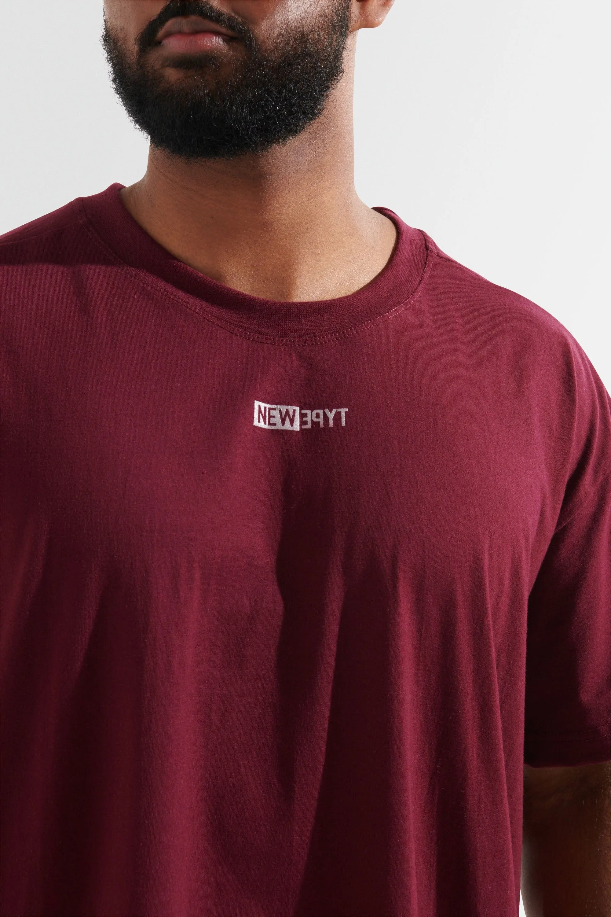 Statement Oversized Tee - Burgundy