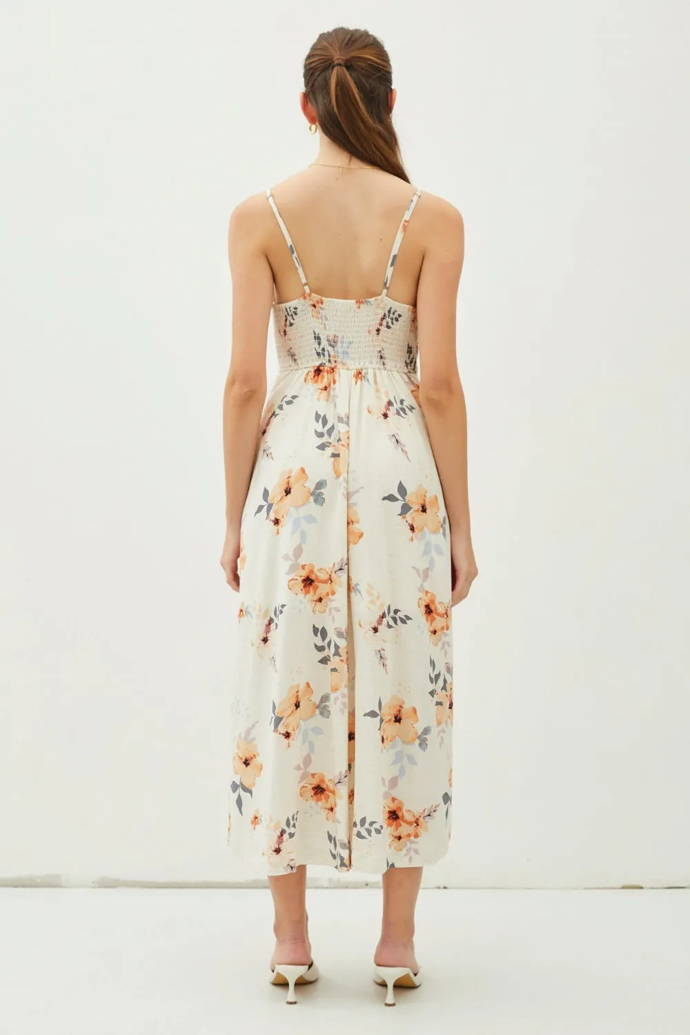 Summer Serenity: Floral Came Midi Dress