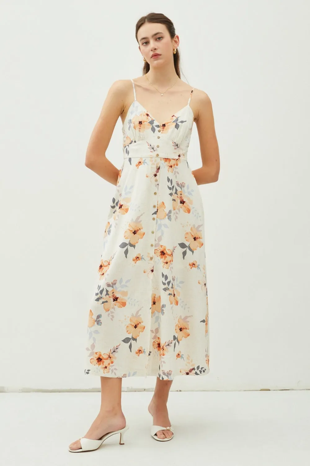 Summer Serenity: Floral Came Midi Dress