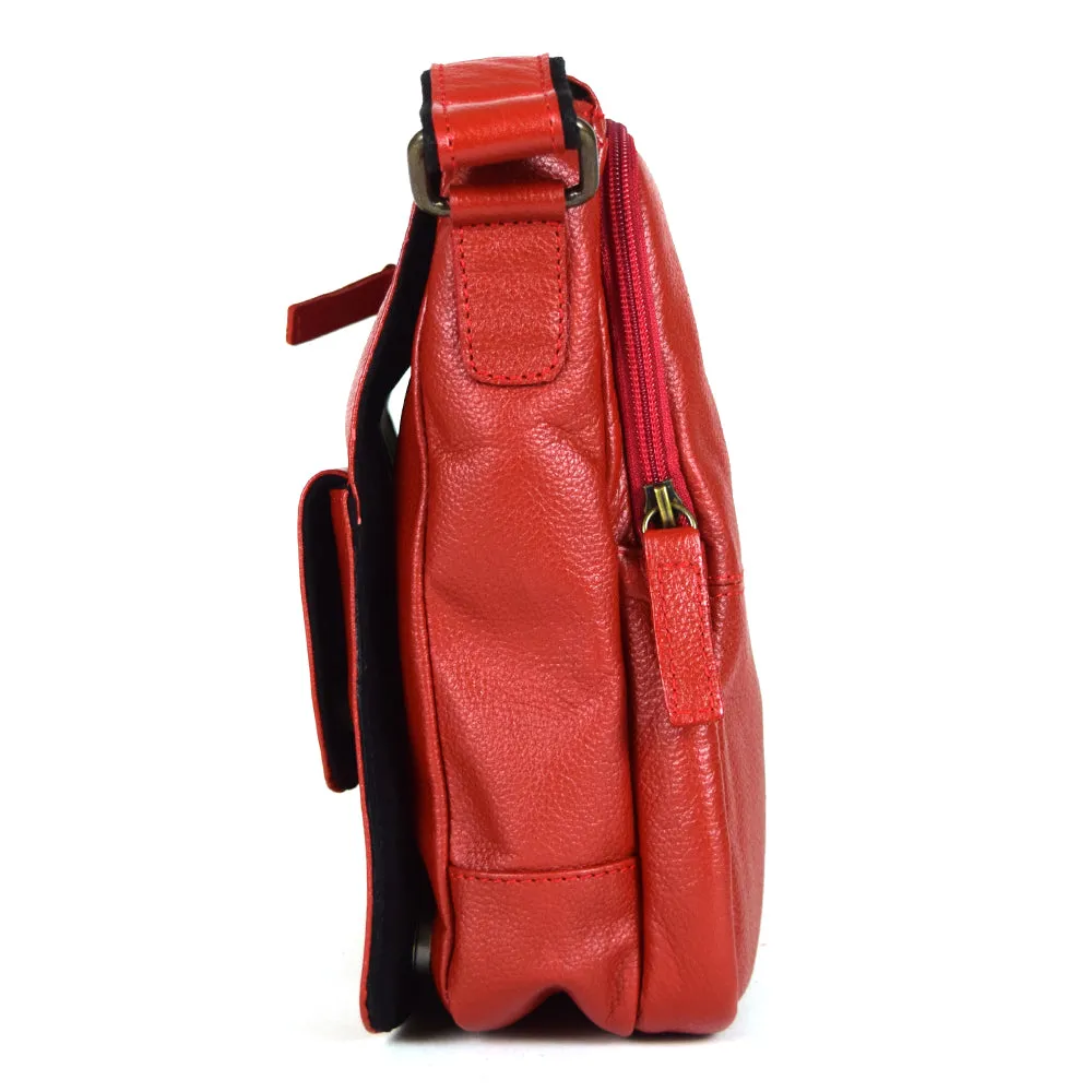 Urban Messenger Bag in Red Leather