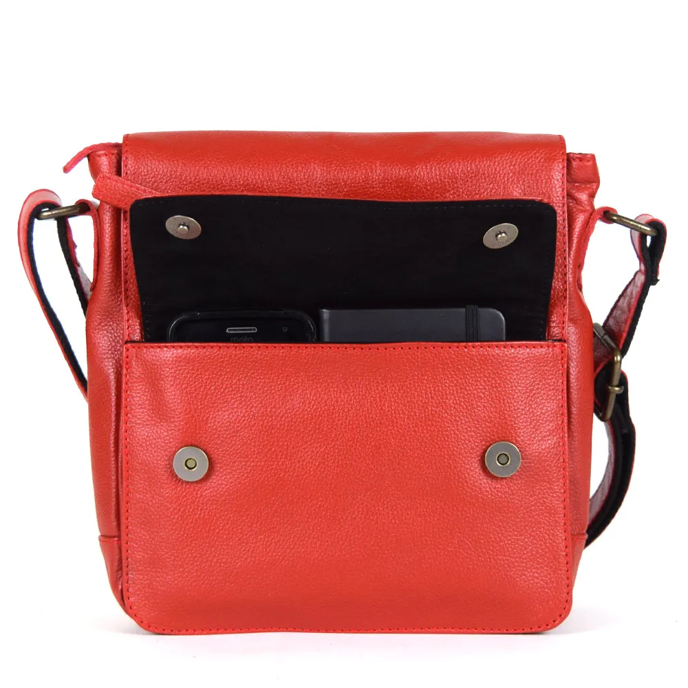 Urban Messenger Bag in Red Leather