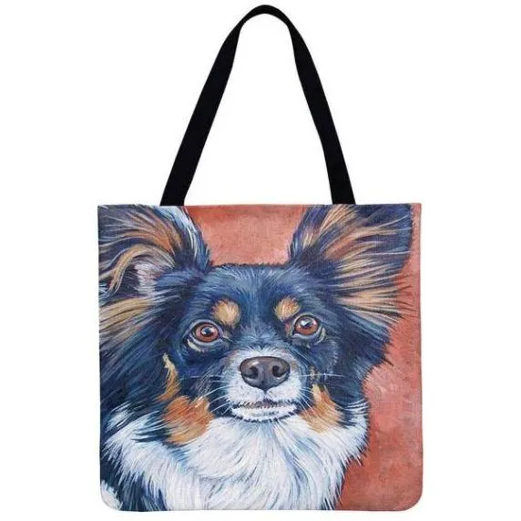 Women Dog Printed Shoulder Tote Foldable Reusable Shopping/ Beach Bag